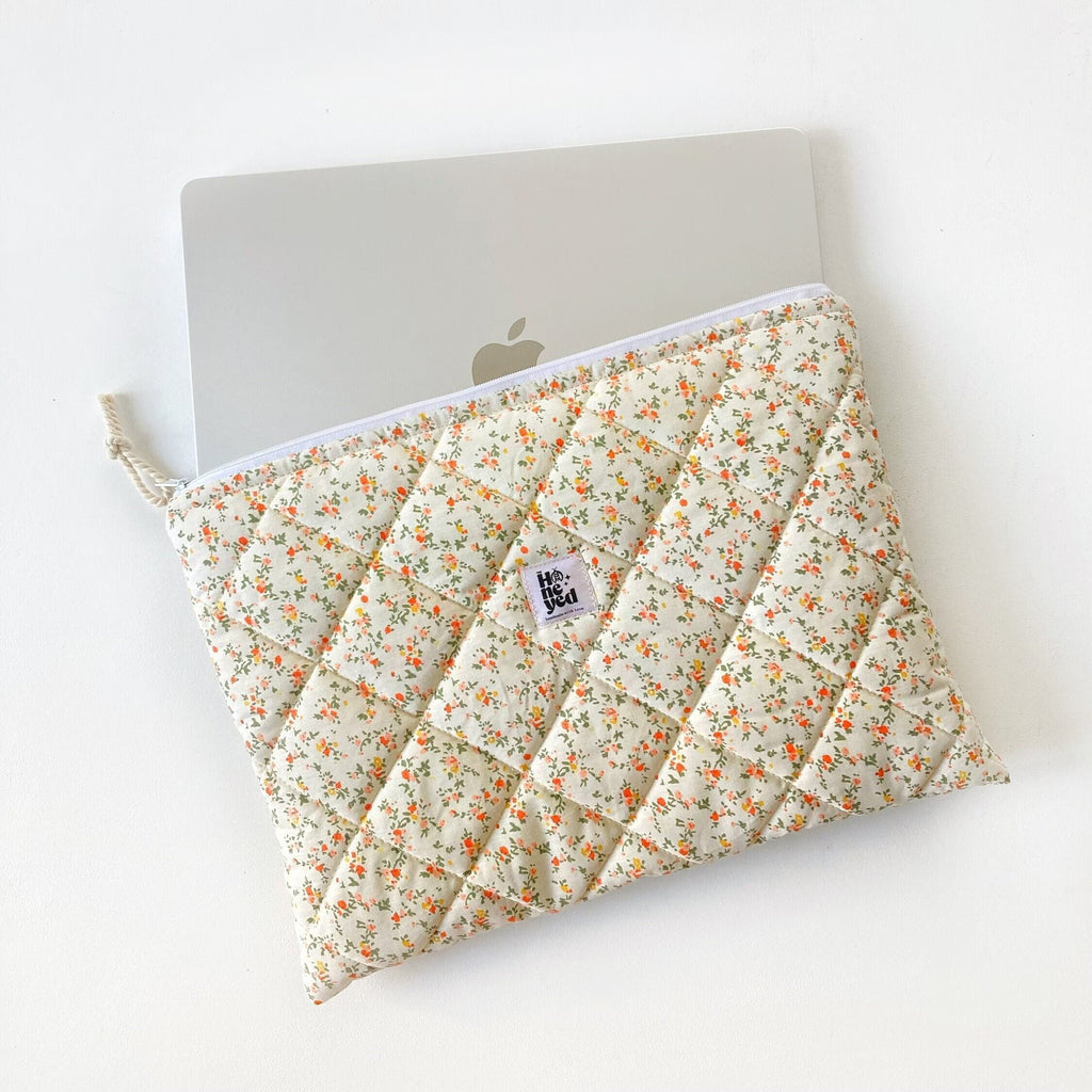 Florale gesteppte Laptop-Hülle, handgefertigte gepolsterte Laptop Tasche 13–14–15–16 Zoll