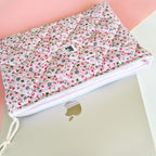 Pembe Çiçekli Laptop Kılıfı, Kapitone MacBook Kılıfı 13-14-15-16 inç