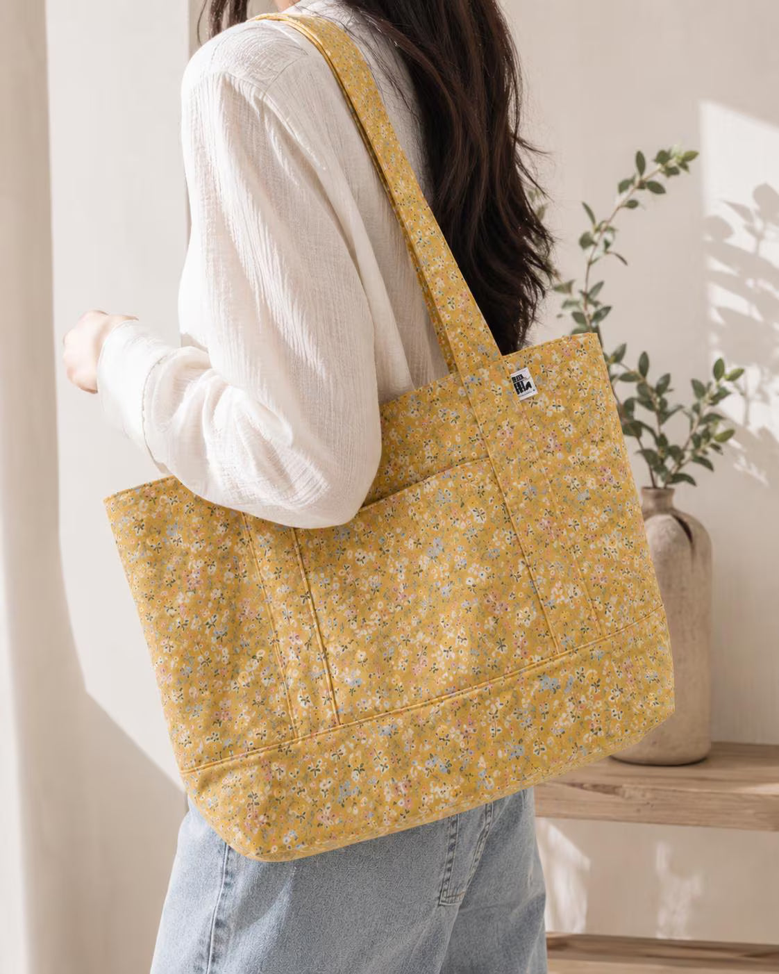 Tote Bag Sewing Pattern With Pocket PDF, Market Bag with Full Video Tutorial, Shopping Bag Pattern
