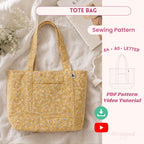 Tote Bag Sewing Pattern With Pocket PDF, Market Bag with Full Video Tutorial, Shopping Bag Pattern