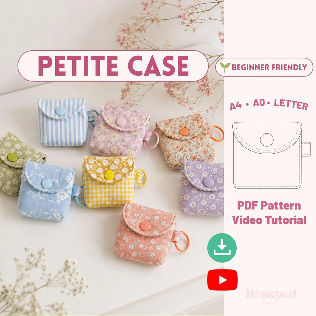 Petite Case Sewing Pattern PDF, Airpod Pouch Pattern with Full Video Tutorial, Earbuds Case, Beginner Friendly Sewing Pattern