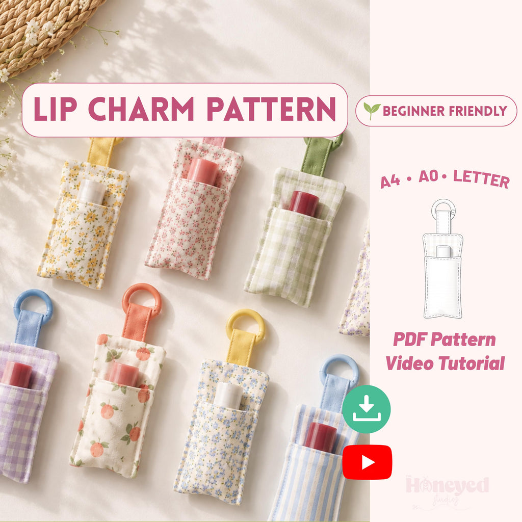 Chapstick Holder Pattern, Lip Balm Holder Sewing Pattern PDF, Lip Balm Keychain Full Video Tutorial, Beginner Friendly