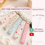Key Fob Wristlet Sewing Pattern PDF, DIY Key Chain Tutorial, Beginner Sewing Pattern, Full Video Tutorial, Instant Download