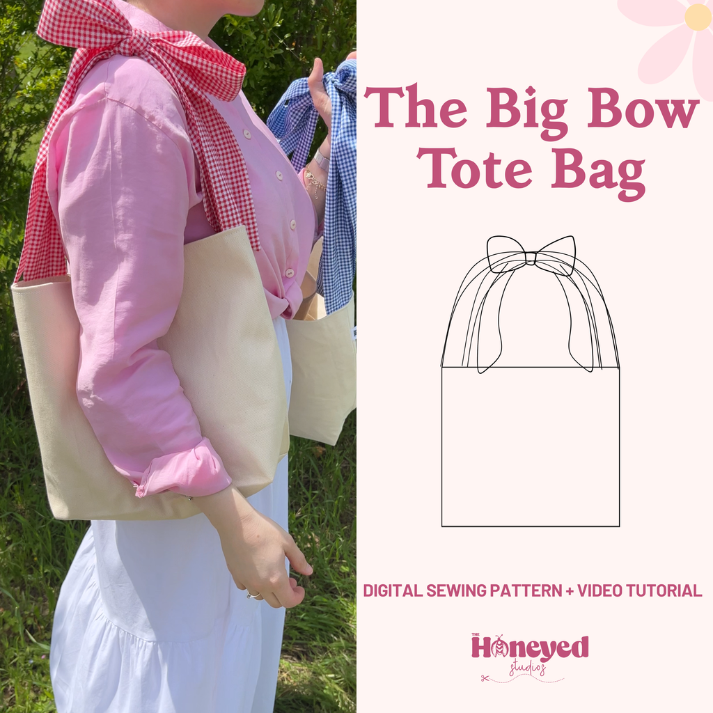 Bow Tote Bag Sewing Pattern, Video Tutorial, Beginner-Friendly PDF Pattern