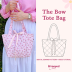 Coquette Bow Tote Bag Sewing Pattern with Video Tutorial (PDF Download)
