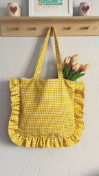 Ruffle Tote Bag Sewing Video Tutorial, Shoulder Bag PDF Pattern, Instant Download